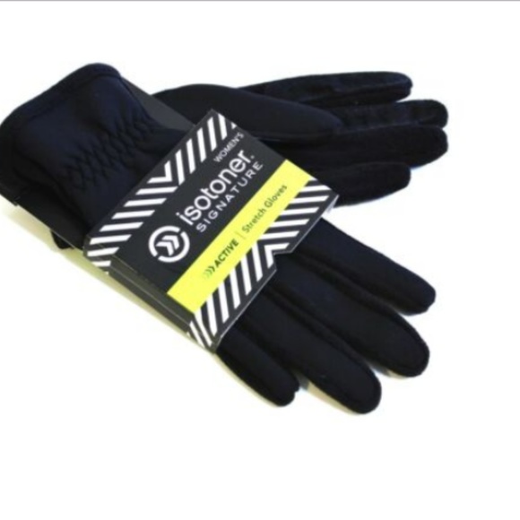 Isotoner Gloves Black Lycra Stretch One Size - Picture 3 of 3